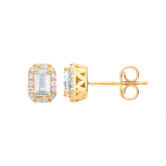 Yellow Gold Baguette Earrings image 0