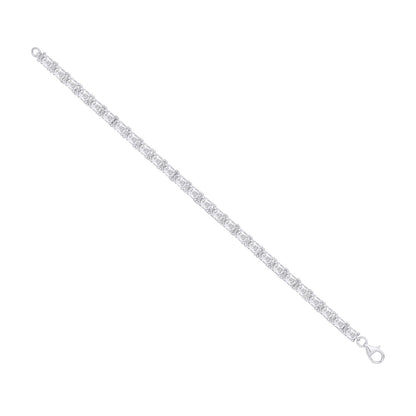 Silver Emerald Cut CZ Tennis Bracelet image 1