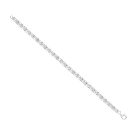 Silver Emerald Cut CZ Tennis Bracelet image 1