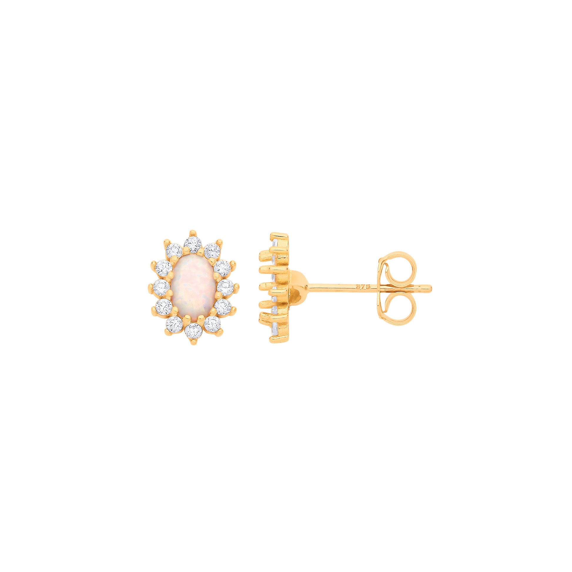 Yellow Gold Opal Earrings image 0
