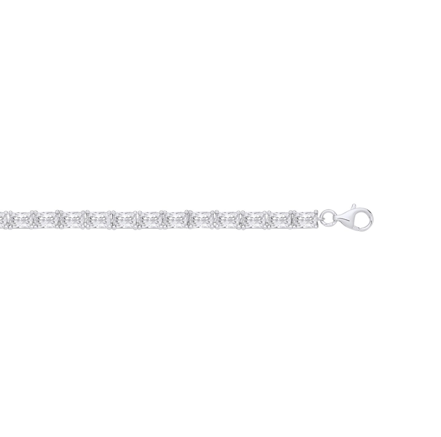 Silver Emerald Cut CZ Tennis Bracelet image 0