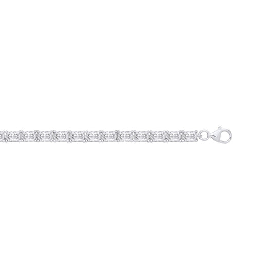 Silver Emerald Cut CZ Tennis Bracelet image 0