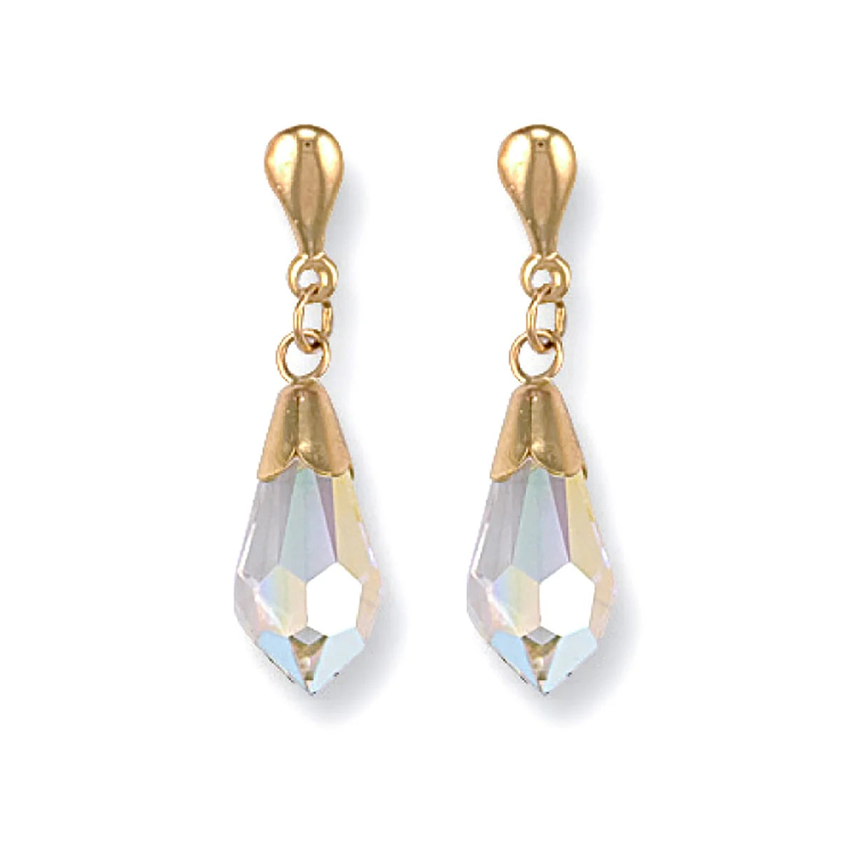 9k Yellow Gold White Austrian Crystal Earrings image 0