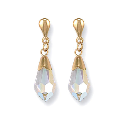 9k Yellow Gold White Austrian Crystal Earrings image 0