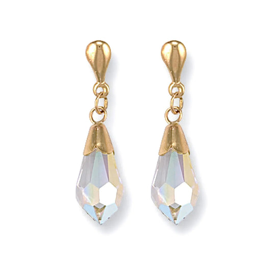 9k Yellow Gold White Austrian Crystal Earrings image 0